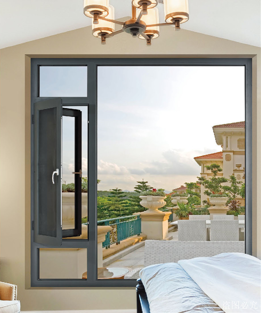 厂家直销 产地货源定制钛镁断桥铝合金窗纱一体108平开窗 金钢网-阿里