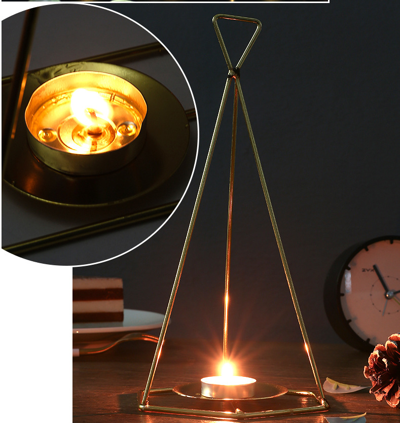 北欧浪漫手提铁艺烛台摆件ins创意简约烛光晚餐道具金属蜡烛台