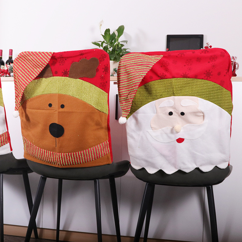 Cross-Border New Arrival Christmas Chair Back Cover Restaurant Home Hotel Christmas Decoration Seat Cover Santa Claus Chair Cover