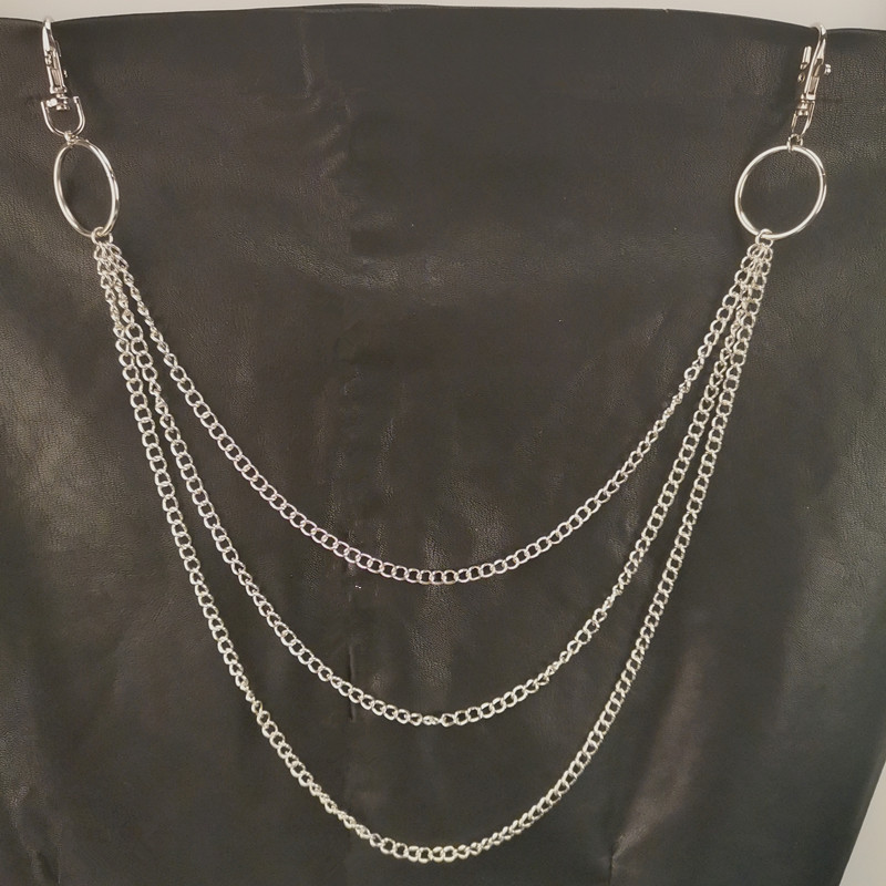 嘻哈朋克金属双环裤链舞台演出表演男女腰链 牛仔裤裤链配饰挂件