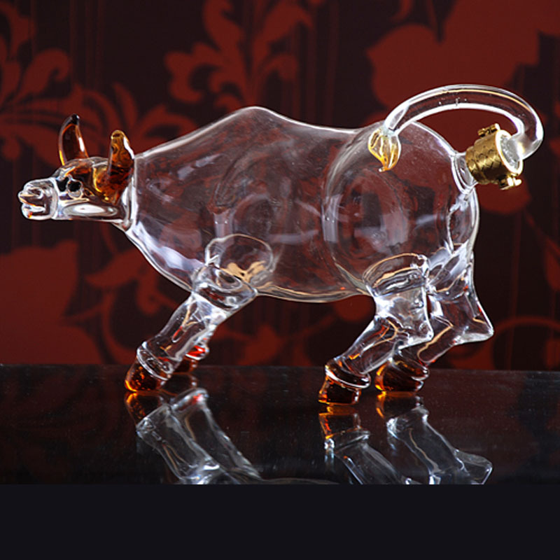 生肖酒瓶 手工玻璃生肖牛酒瓶工艺品摆件空心动物泡酒瓶生肖酒瓶
