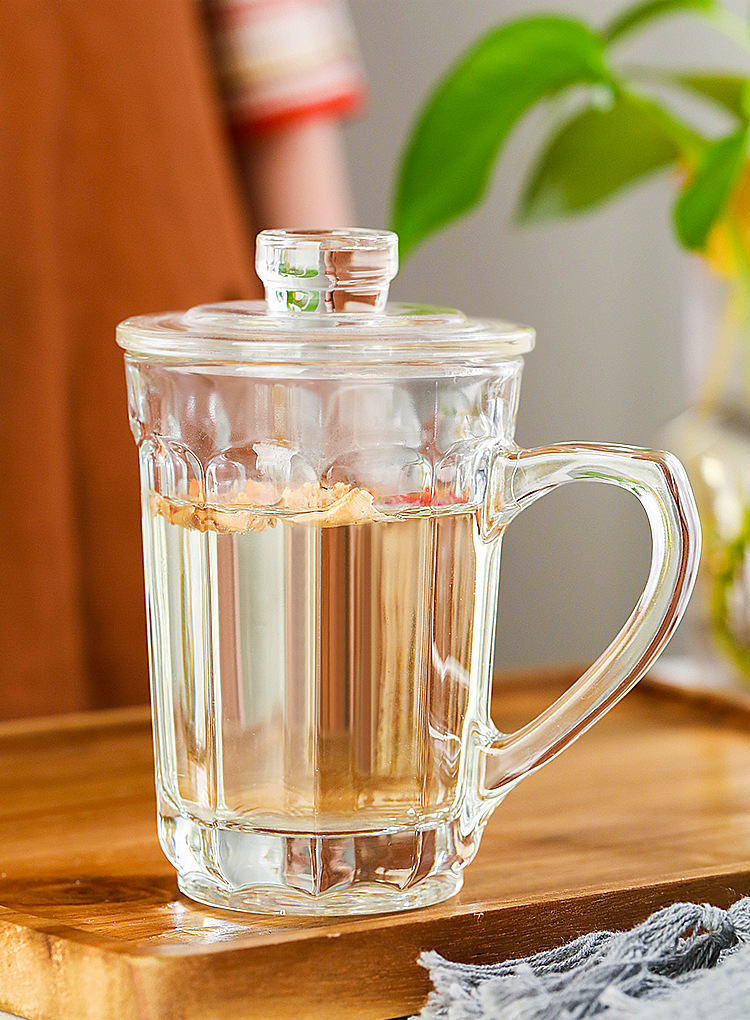 耐热办公室茶杯带把玻璃家用泡茶喝水杯子大容量男女茶饮杯花茶杯