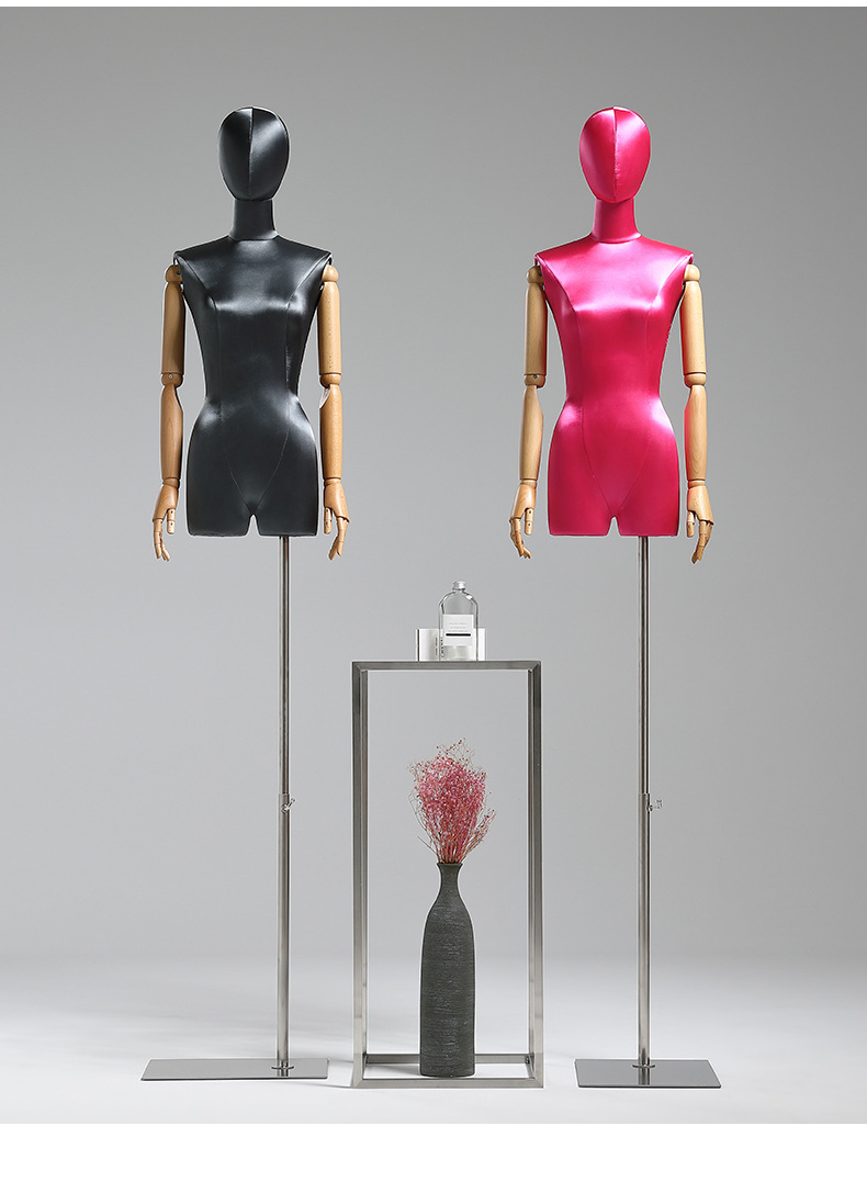服装店模特道具女半身高档假人模型台体缎面橱窗婚纱展示模特架子