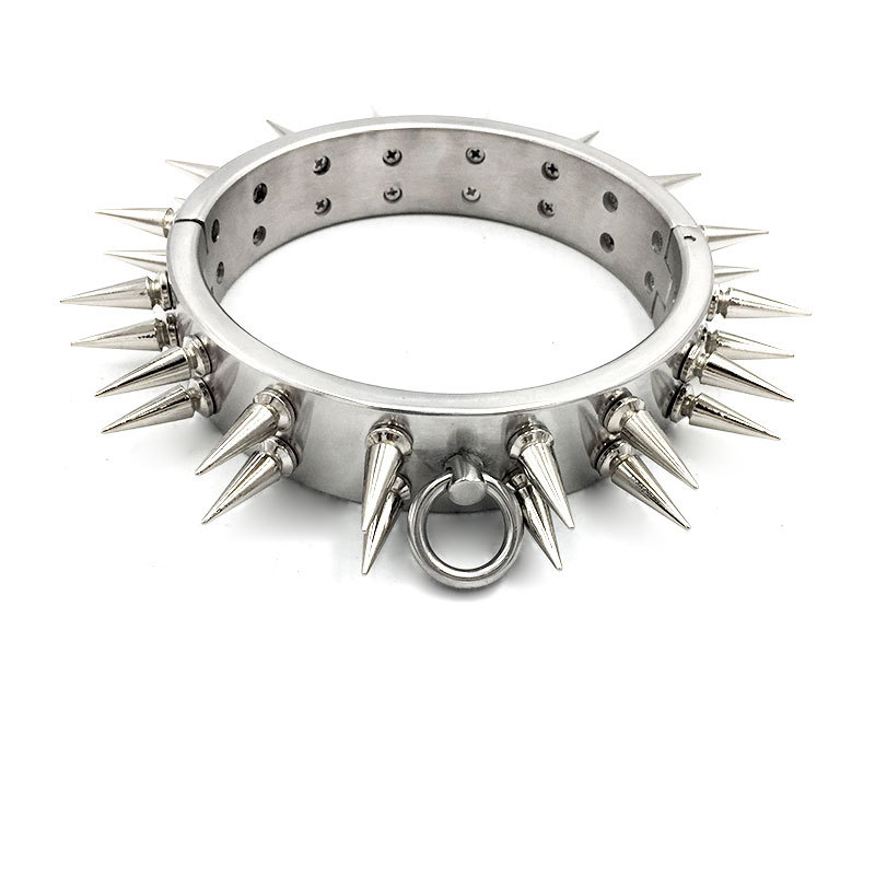 黑帝厂家情趣用品另类玩具狗奴玩具 项圈 不锈钢双排带刺激项圈