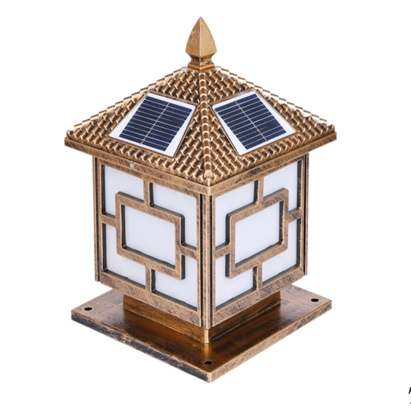 高亮太阳能围墙灯 压铸中字方型led柱头灯 别墅小区花园庭院灯