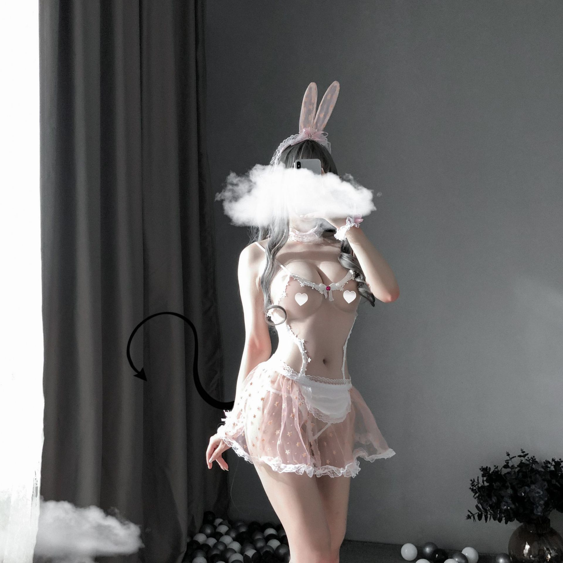 Sexy Lingerie Cute See-through Bunny Sexy Uniform Seductive Nightclub Anchor Color Play Suit Adult Supplies