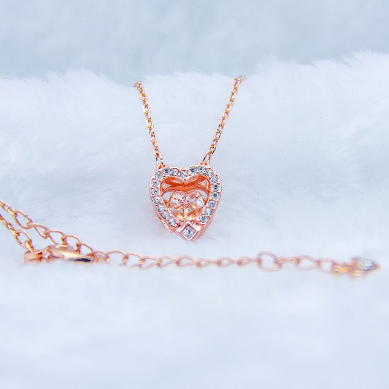 施华洛世奇元素灵动项链女跳动的心锁骨链国潮直播情人节欧美礼物