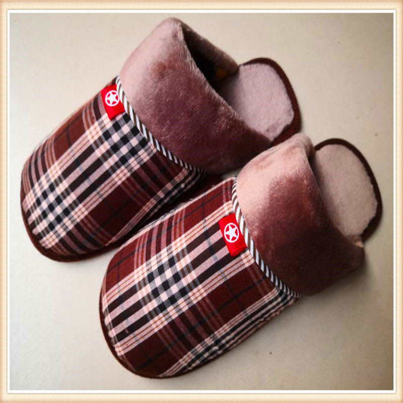 现货批发 秋冬季居家室内 情侣花格子 印花半成品拖鞋帮 透气保暖