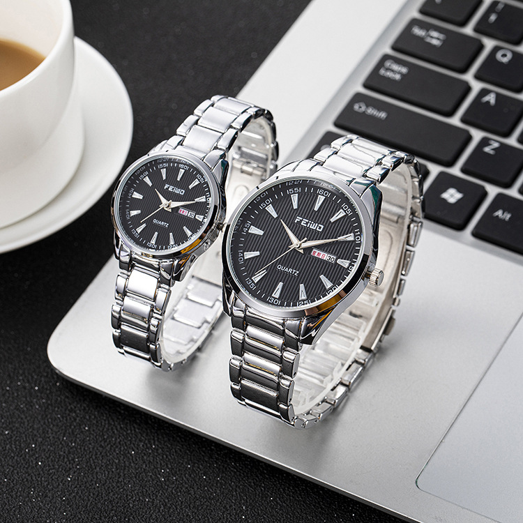 飞沃情侣手表 精品腕表 日历机芯 男士表 女士表 夜光表 时尚手表