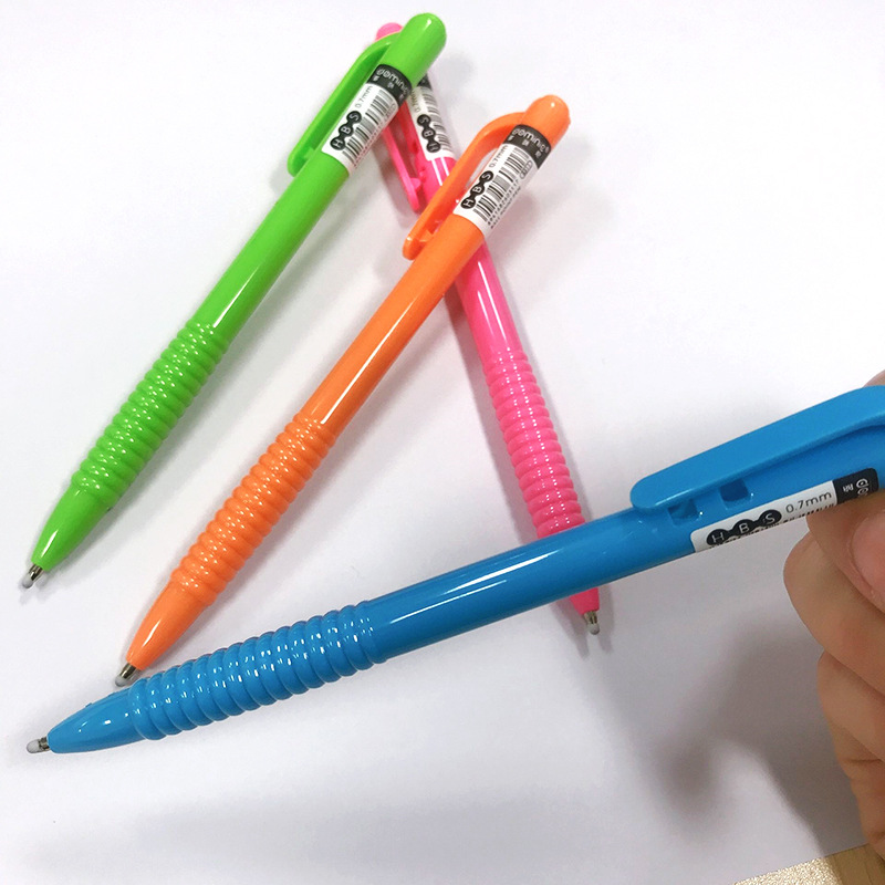 按动圆珠笔不可擦塑胶彩色原子笔0.7mm礼品笔可定制logo办公文具