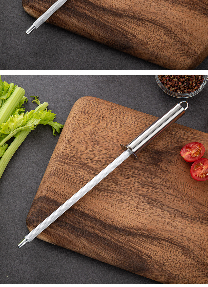 现货厨房工具新款不锈钢磨刀棒空心柄刀棍强力磨刀器屠宰磨