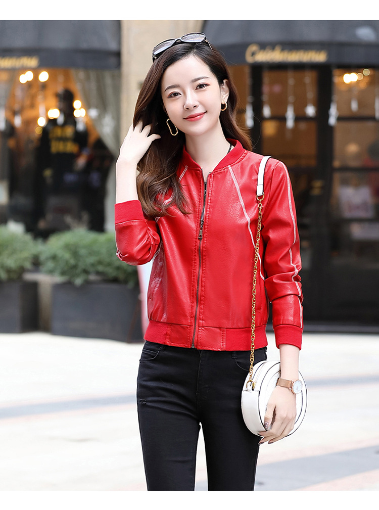 2020新款海宁真皮皮衣女士短款绵羊皮圆领棒球服皮夹克韩版小外套