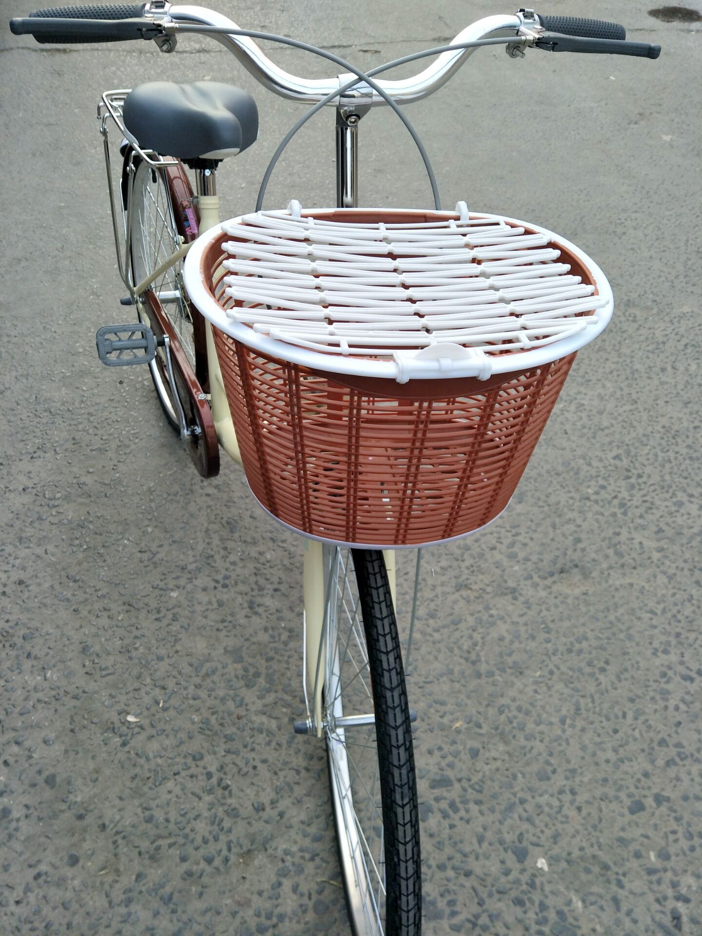 自行车车筐单车篮子电动车篓女式车前车筐彩色塑料蓝筐带盖子