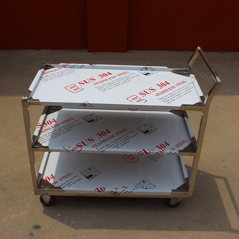 三层不锈钢移动餐车手推车酒店收餐不锈钢手推车