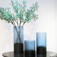 现代简约美式玻璃花瓶摆件 家居客厅玄关插花花器 样板间软装饰品