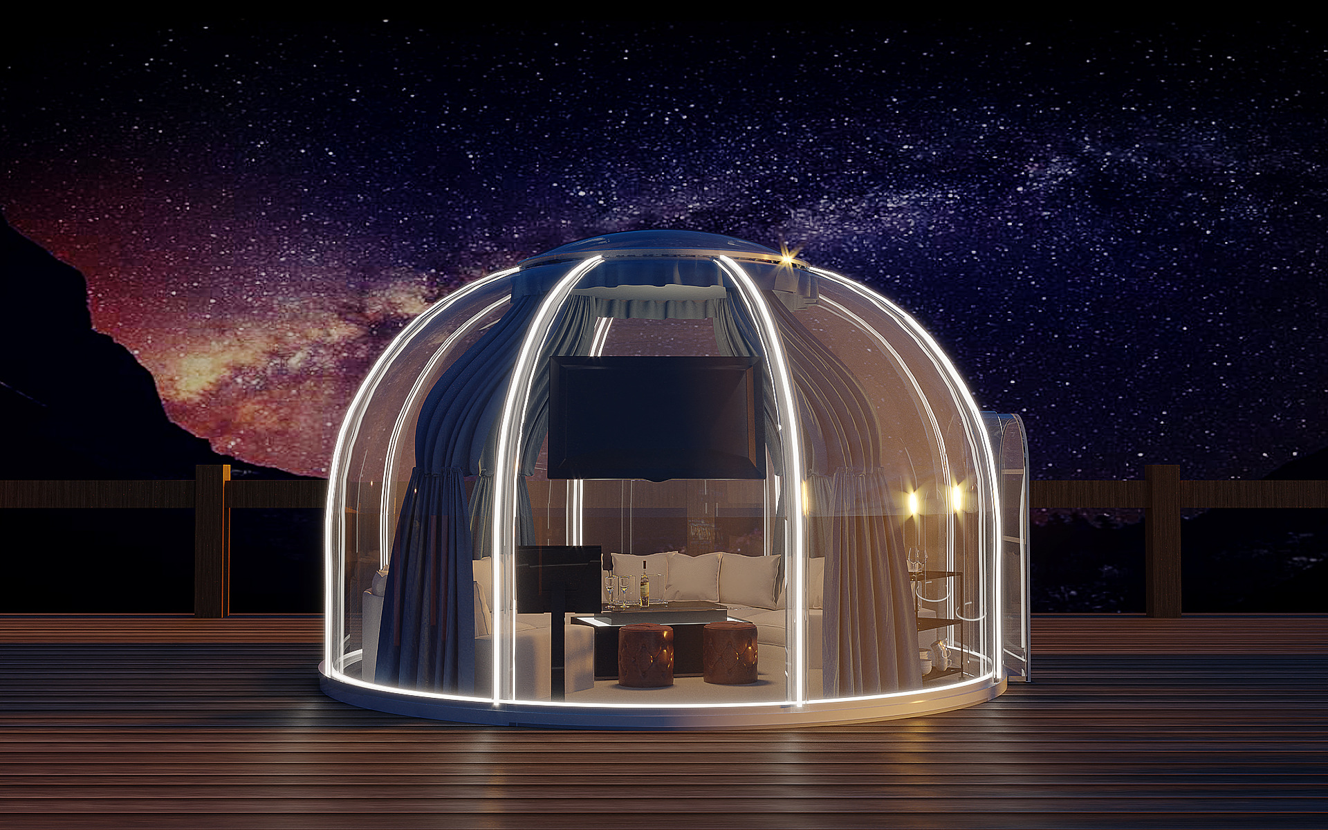 福建pc星空房网红打卡婚礼泡泡屋餐厅民宿圆形透明房特价3.5米款