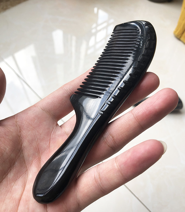 小号黑水牛角梳子长发梳男女头梳纯牛角头皮梳