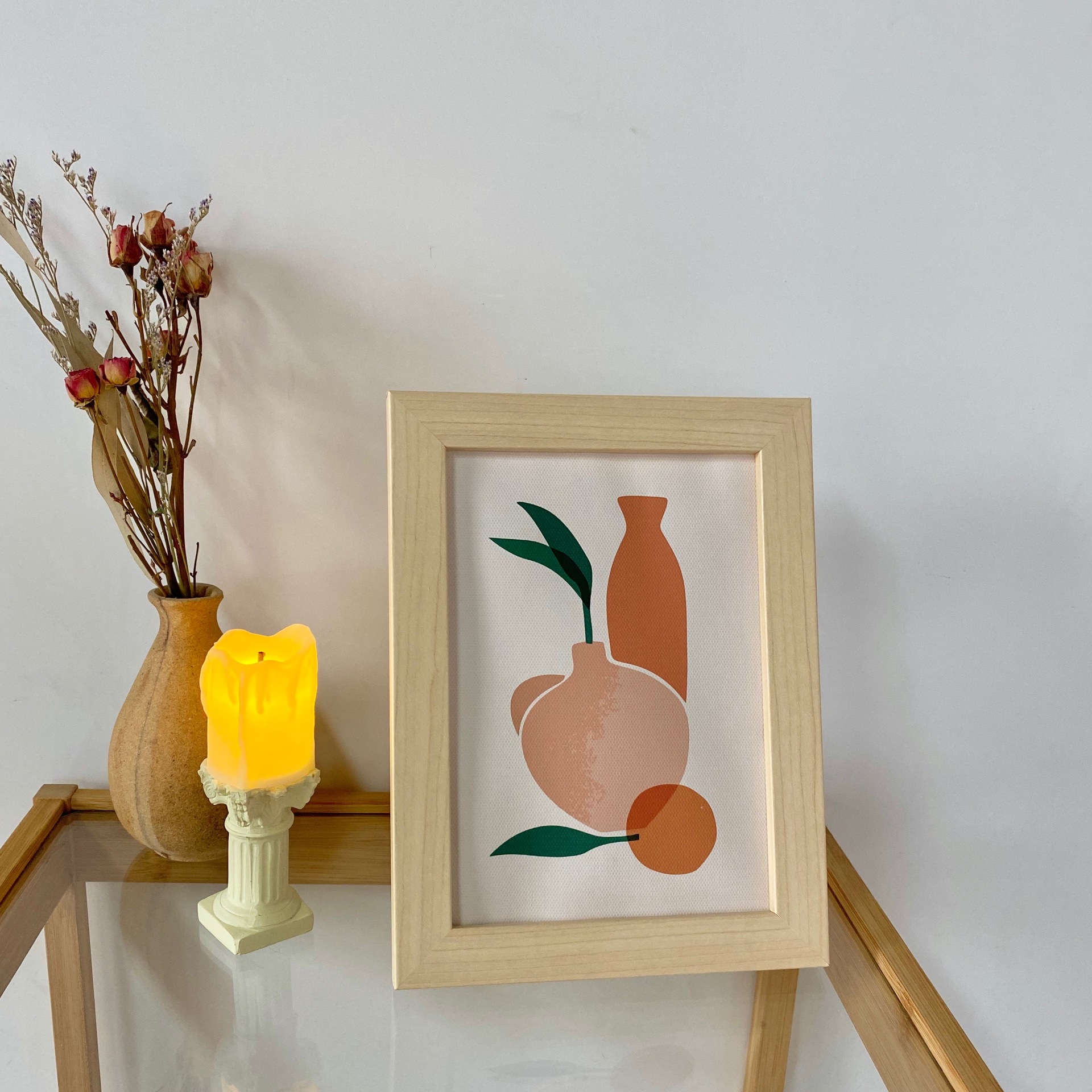 ins北欧风艺术油画相框桌面摆件装饰画卧室摆拍道具背景装饰