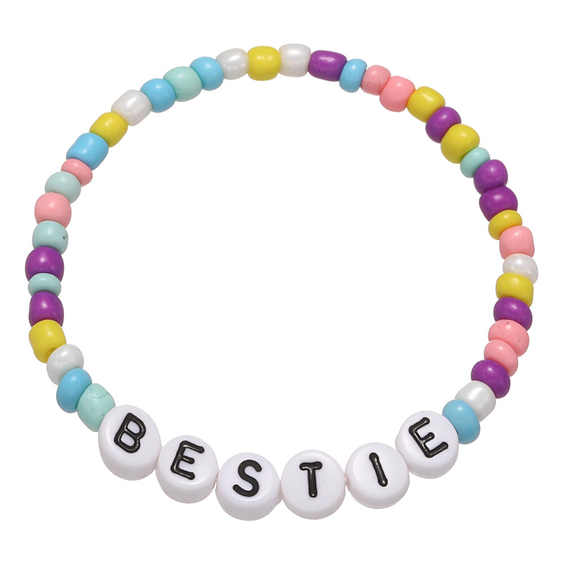 Cross-Border Hot Ins Internet Hot Beads Encourage Positive Energy English Words Bead Children's Bracelet in Stock