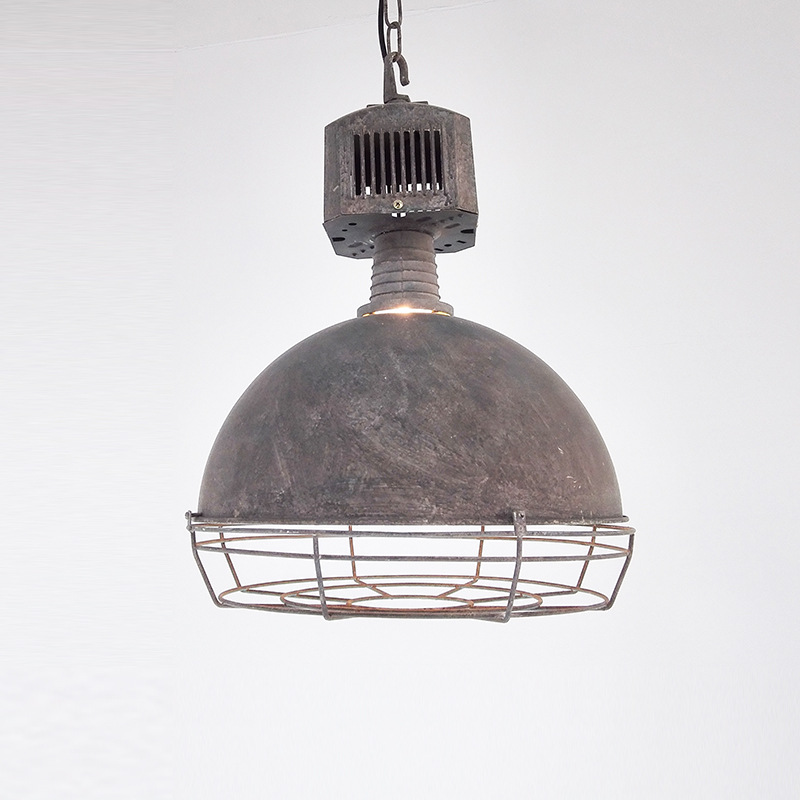美式loft锅盖吊灯复古工业风铁艺创意个性单头吊灯仓库水泥工矿灯