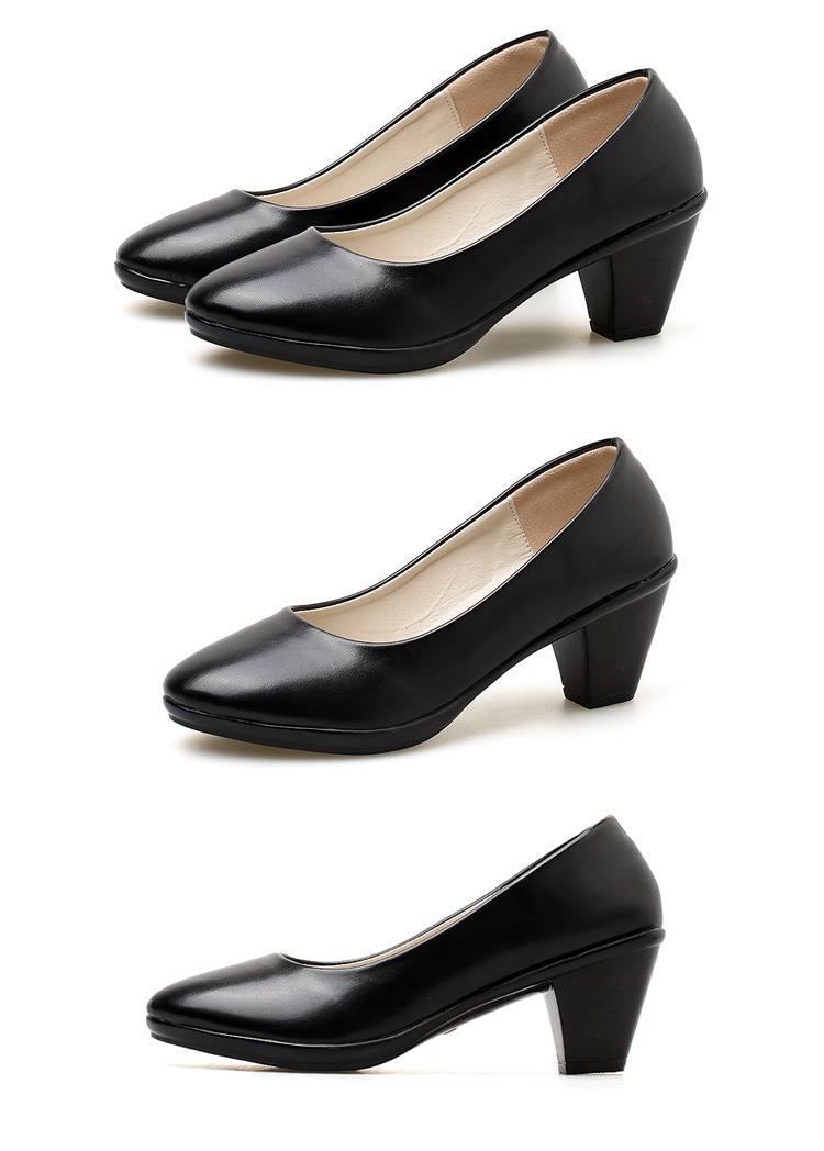 酒店工作鞋女黑色上班鞋女士皮鞋防滑软底舒适百搭平底鞋职业女鞋