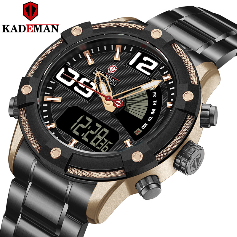 kademan卡德曼运动男表时尚多功能户外水刮钢带石英手表k9084