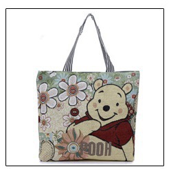 Live Wholesale 2022 New Linen S Bag Bags Women's Yarn-Dyed Cartoon Pattern Large Capacity Tote Mummy Bag