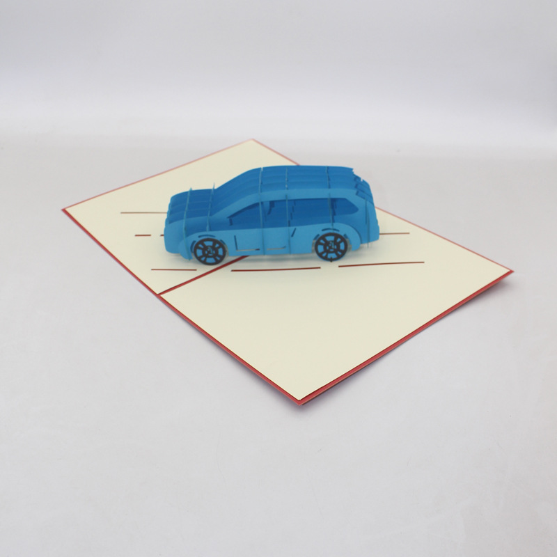 suv汽车手工折纸激光镂空3d立体贺卡剪纸宣传广告定制生日节日