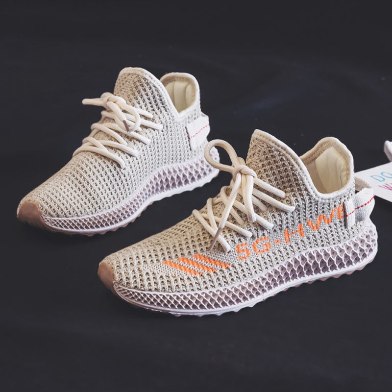 Women's Shoes Spring and Autumn All-Match Breathable Casual Shoes Korean Style Sneaker Women's Trendy Mesh Surface Soft Bottom Flying Woven Sports