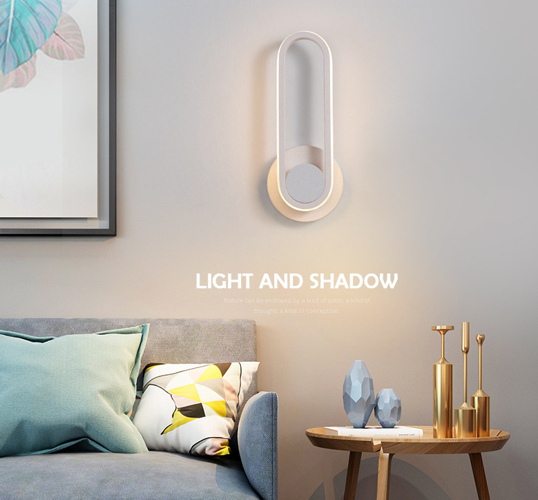 Led Modern Minimalist Wall Lamp Golden Personality Black and White Nordic Creative Living Room Wall Light Bulb Bedroom Bedside Lamps