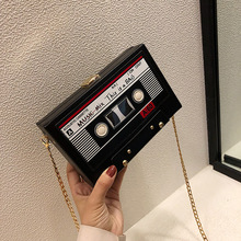 bags搞怪盒子包女2022新款韩版个性录音机造型链条网红单肩斜挎包