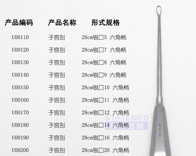 上海金钟子宫刮 医院妇科流产不锈钢宫刮匙 人流子宫刮匙人流刮勺