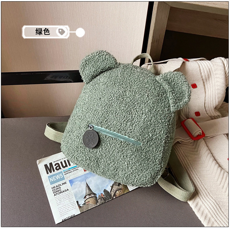 New Western Style Jacquard Lamb Wool Backpack Women's Mini Backpack Cute Style Fresh Velvet Fashion Women's Bag