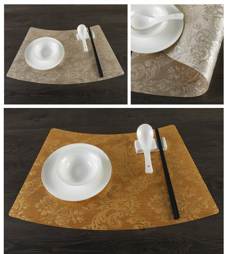 中式酒店圆桌餐垫防水防油环保扇形定制餐垫子欧式餐桌垫餐具垫