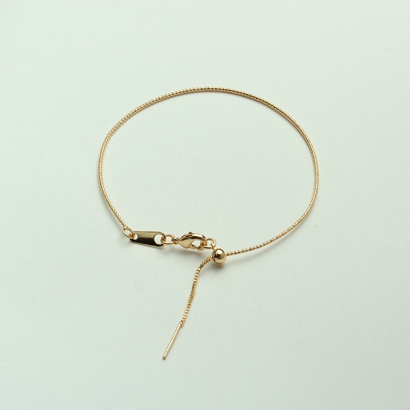 14K Gilded Adjustable Universal Bracelet with Needle Diy Handmade Ornament Can String Beads as Right as Rain Keel Chain Bracelet