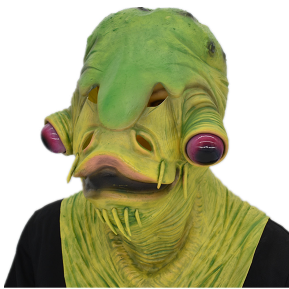 绿鱼人面具恐怖怪怪鱼变异恶魔动物头套鲶鱼化妆舞会搞笑表演手套