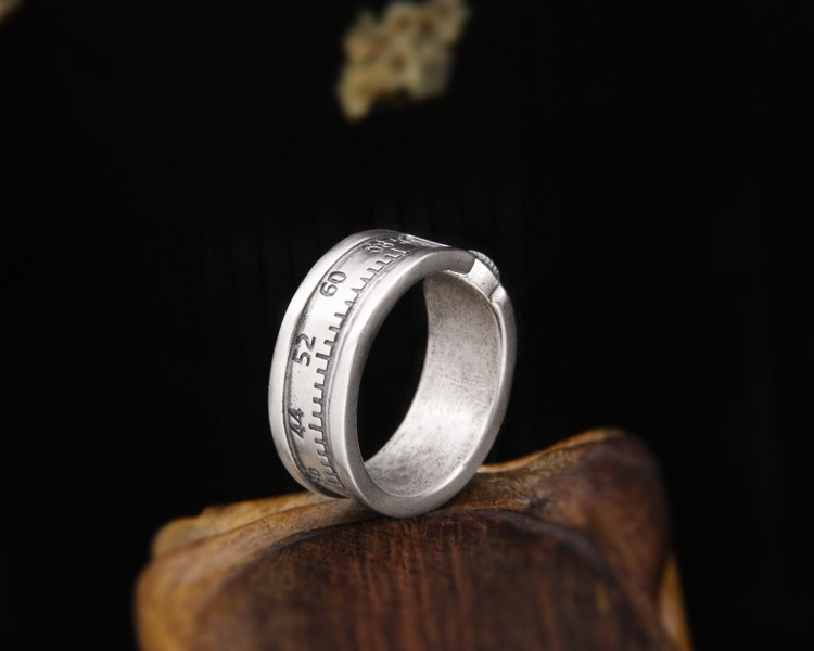 纯银52赫兹戒指女工业风欧美时尚个性创意设计复古s925刻度指环男