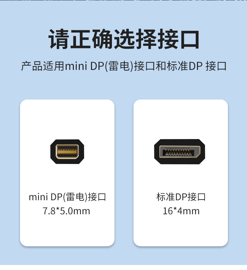 minidp转dp线1.4迷你displayport雷电口笔记本4k144hz转接头显示