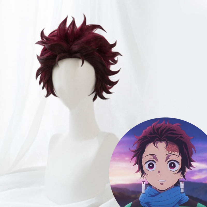鬼灭之刃cos假毛 灶门炭治郎 背头反翘角色款 cosplay假发