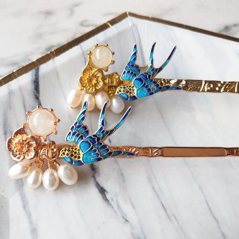 锦衣之下陆绎大人送袁今夏同款发簪燕子珍珠汉服女友礼物盘头发饰