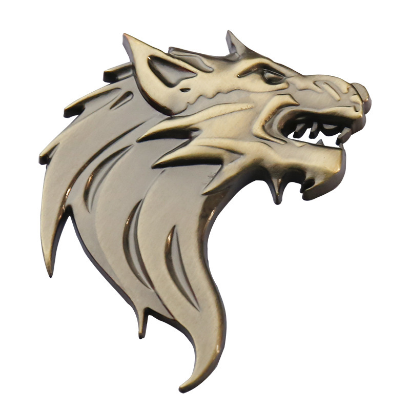 狼图腾徽章汽车个性狼头金属车贴改装车标狼头贴标金属狼标适用于