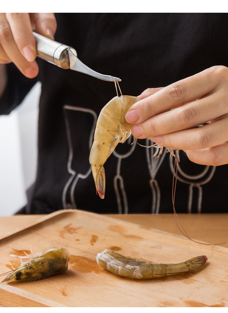 铂佳304不锈钢虾线刀 厨房工具清理虾肠剥虾壳神器现货批发剥虾器