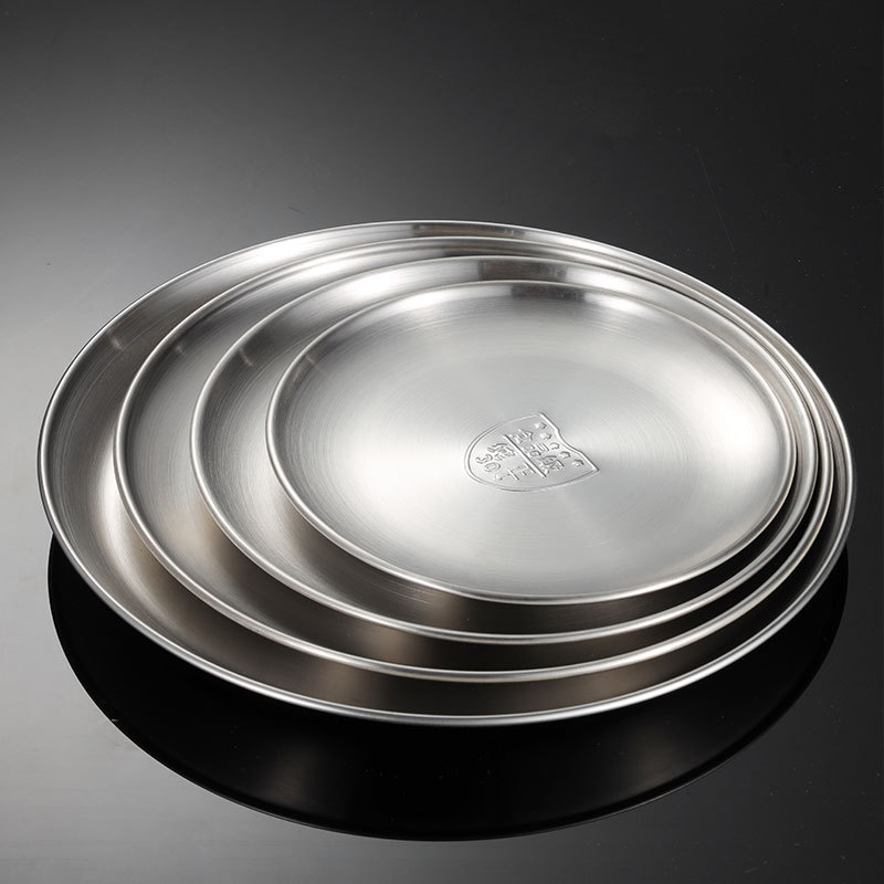 304不锈钢砂光圆盘子蛋形盘椭圆形韩式浅菜碟多规格哑光烤肉店款