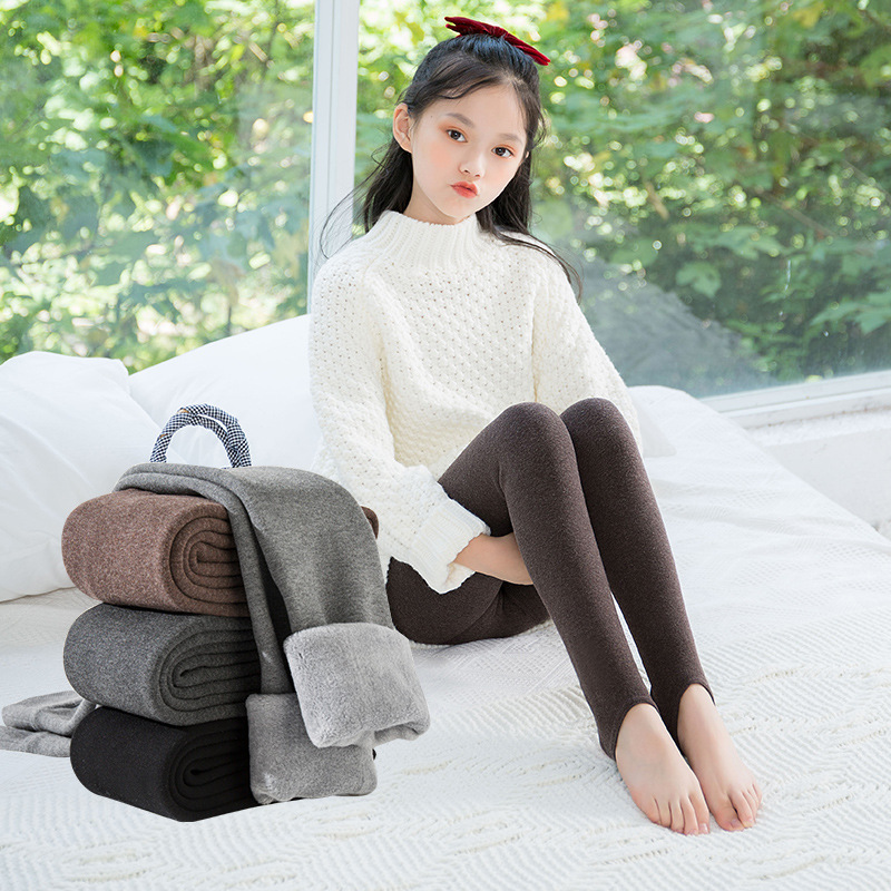 2020冬季新款儿童打底裤加绒加厚保暖羊羔绒女童连袜踩脚裤一体裤