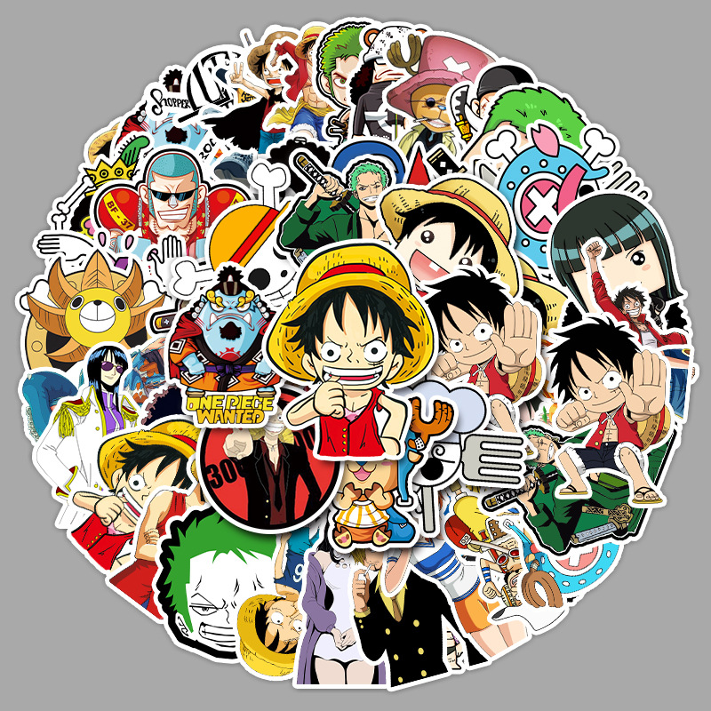 50张海贼王卡通动漫贴纸 行李箱滑板车汽车吉他防水装饰贴纸