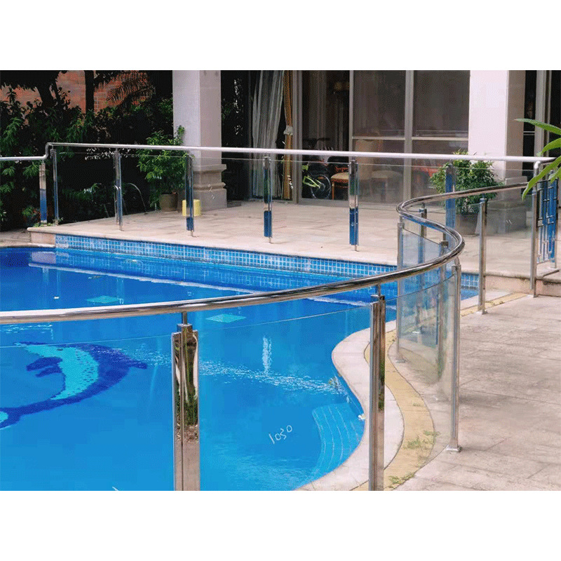 跨境透明钢化玻璃护栏定制游泳池围栏落地时尚简约不锈钢扶手立柱