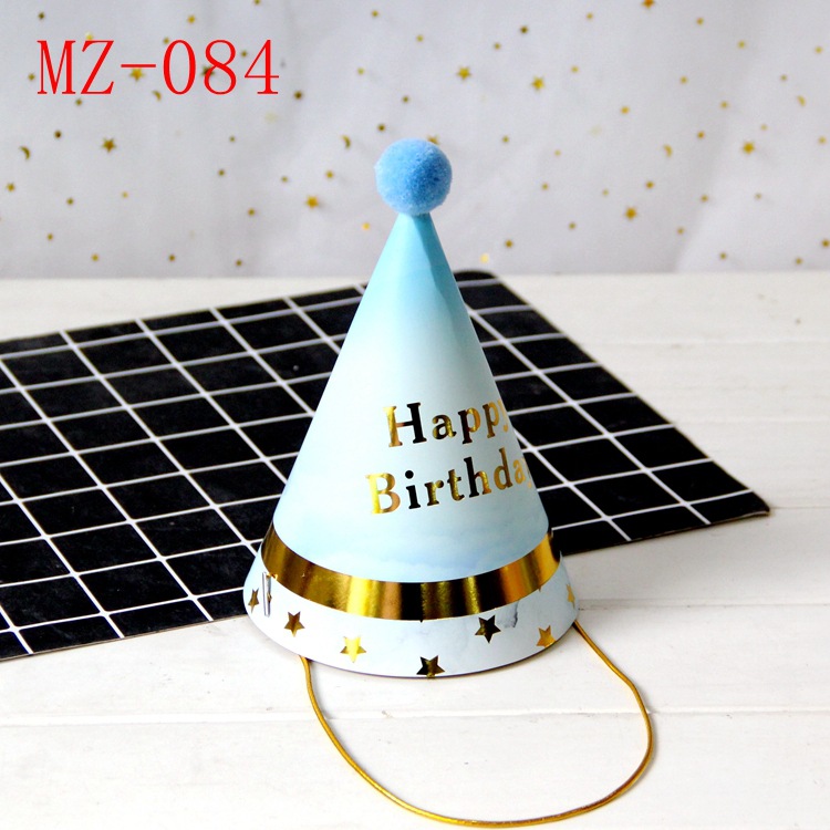 New Colorful Red Series Children's Birthday Baby Full-Year Adult Party Hairy Ball Birthday Hat Party Hat