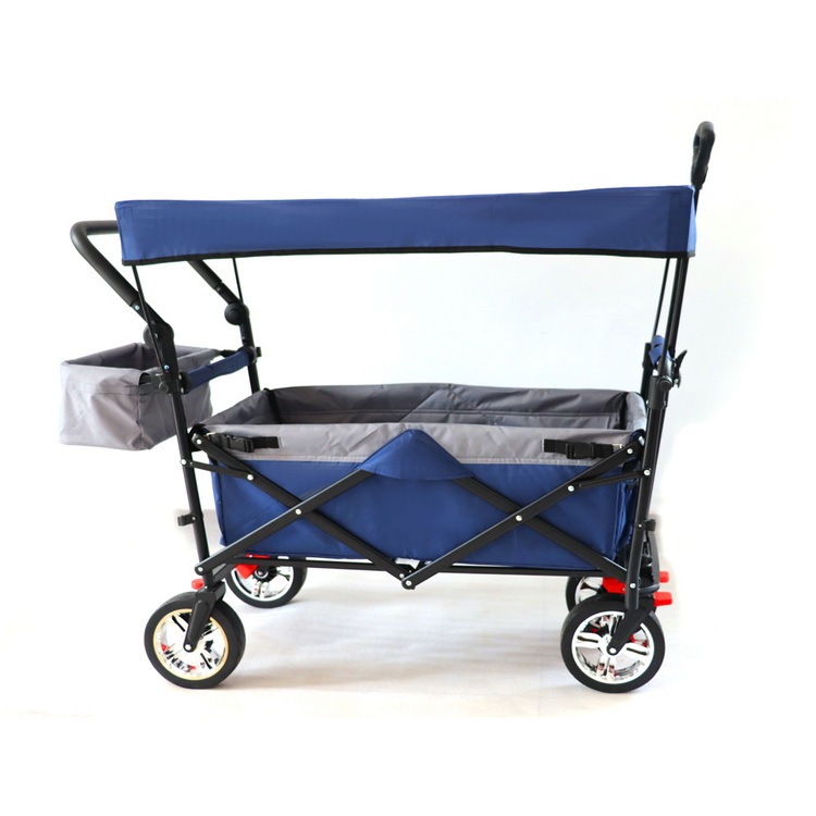 户外折叠车营地车露营车带棚野营钓鱼购物溜娃伸缩折叠手拉推车