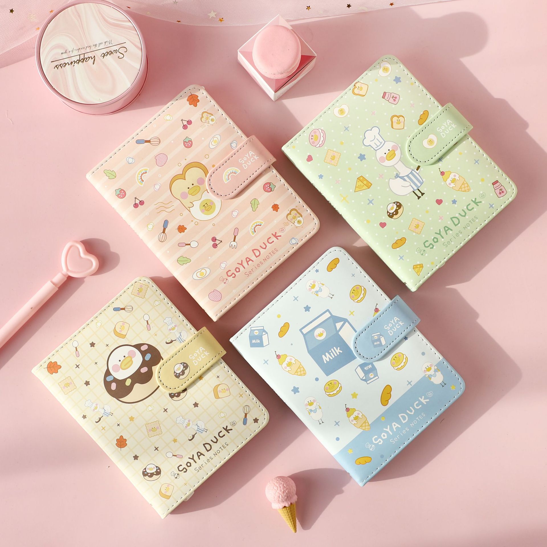 伊莎儿64k96张皮本(逗酱萌鸭-美食鸭)小清新随身手账便携记事本