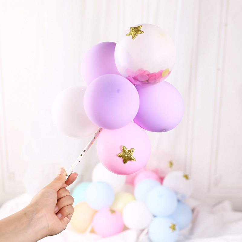 蛋糕装饰 创意百搭网红彩色单腿纸片气球串插件 生日蛋糕装饰用品